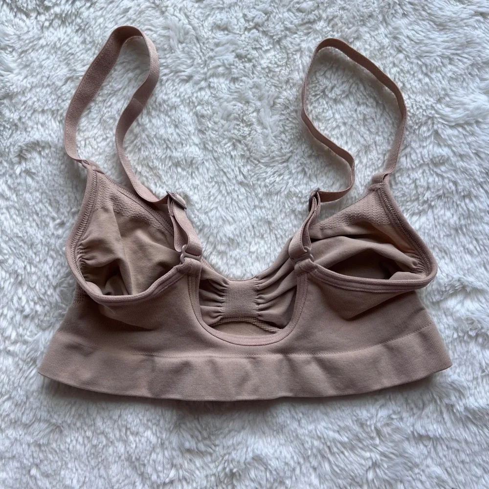 Skims Sculpting Bralette Clay‎ Tan Ruched Seamless Adjustable Straps Size Small